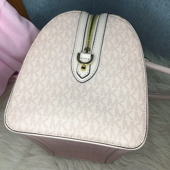 Michael kors pink monogram mk logo barrel satchel - Picture 10 of 16
